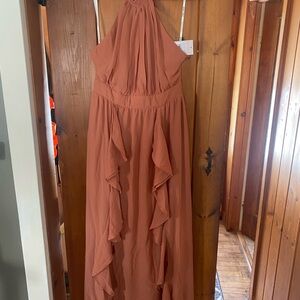 Birdy Grey Halter Maxi Dress in Rust